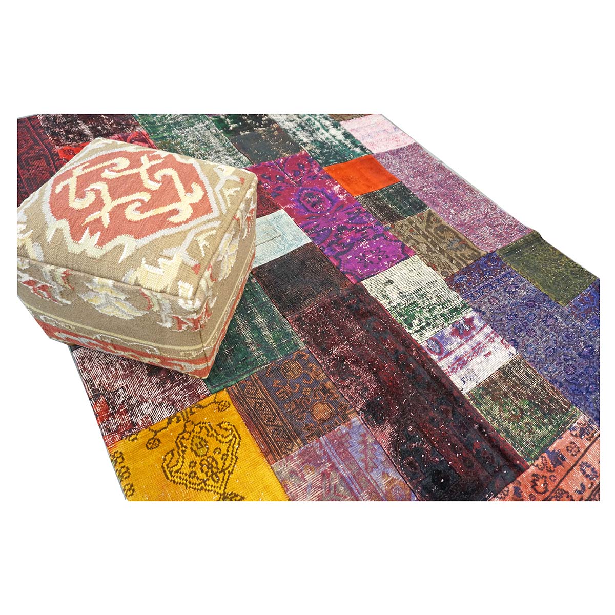 Vintage Turkish Overdyed Patchwork Wool 6X8 Multicolored Handmade Area Rug #9902868
