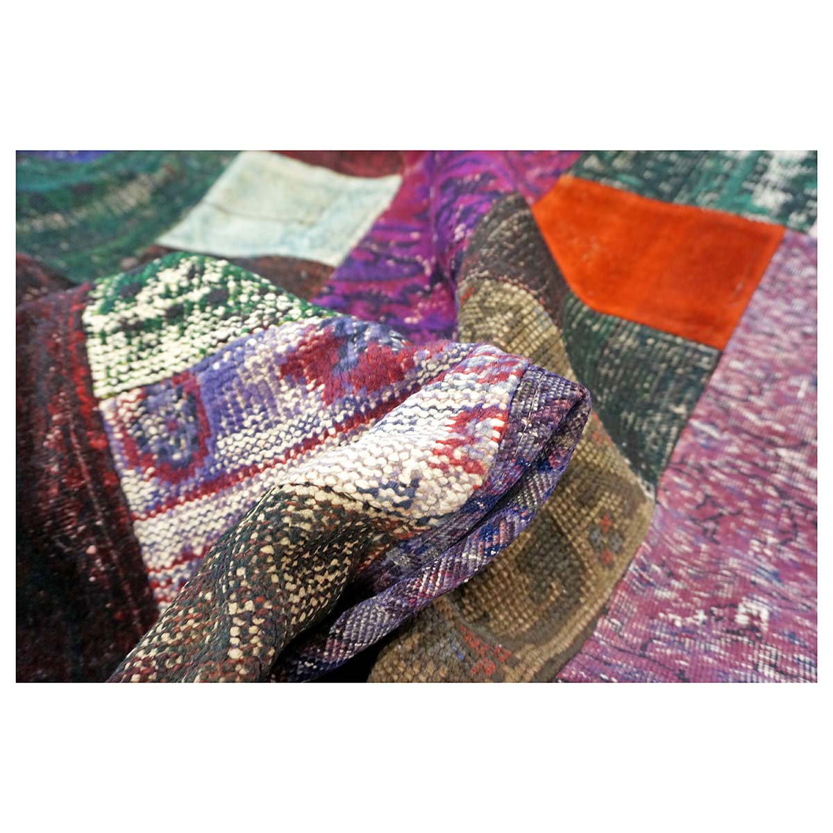 Vintage Turkish Overdyed Patchwork Wool 6X8 Multicolored Handmade Area Rug #9902868