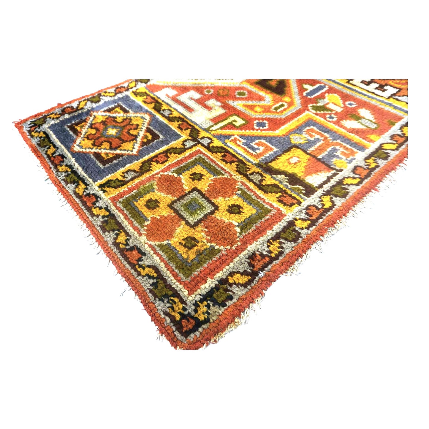 Antique Spanish Oushak Wool 3x6 Gold, Red & Ivory Handmade Throw Rug # 9902891