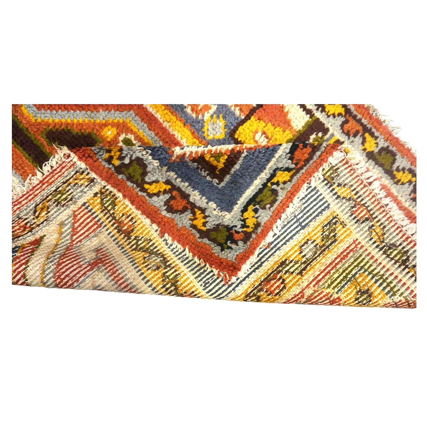 Antique Spanish Oushak Wool 3x6 Gold, Red & Ivory Handmade Throw Rug # 9902891