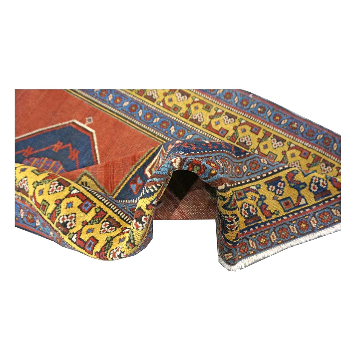 Antique Persian Tabriz Malayer Wool 3x11 Brick, Blue & Gold Handmade Runner Rug #9902900