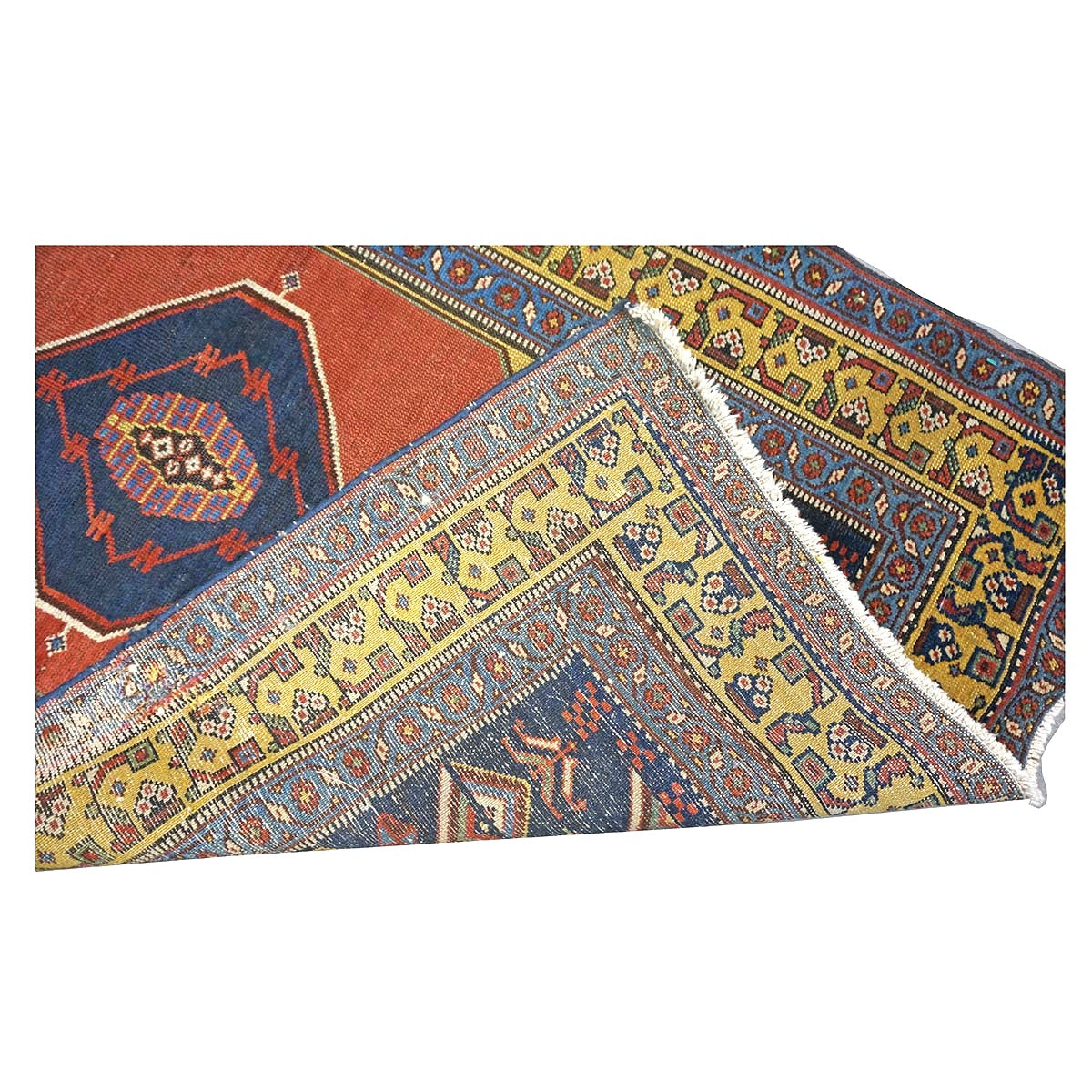 Antique Persian Tabriz Malayer Wool 3x11 Brick, Blue & Gold Handmade Runner Rug #9902900