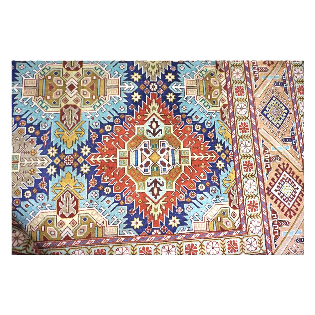 Antique Persian Tabriz Gobah Wool 8x11 Camel, Blue & Orange Handmade Area Rug #9902909