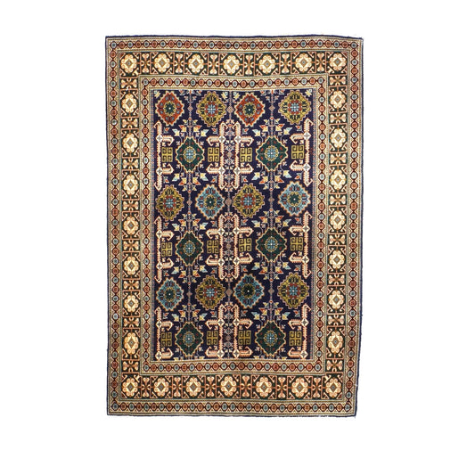 Antique Persian Tabriz Wool 3x5 Ivory, Navy & Green Handmade Area Rug #9902940