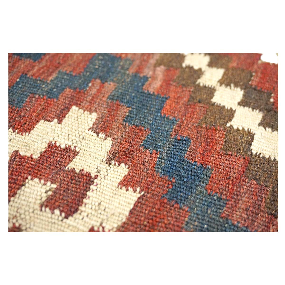 Antique Afghan Kabul Kilim Wool 7x15 Brick Red, & Yellow Handmade Gallery Rug #9902969