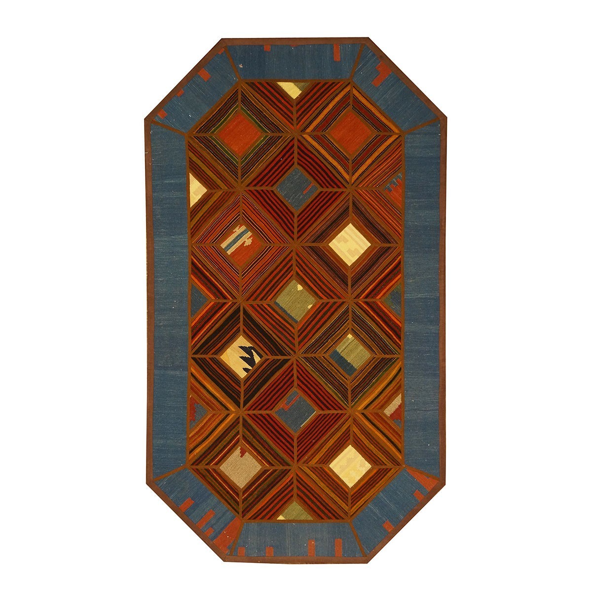 Turkish Safari Kilim 4X7 Blue & Orange Area Rug #1142009 image 0