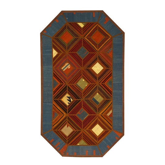 Turkish Safari Kilim 4X7 Blue & Orange Area Rug #1142009 image 0