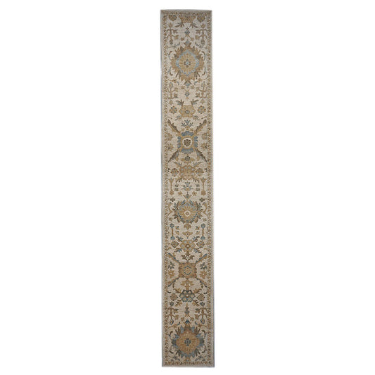 Persian Sultanabad 3x23 Ivory & Tan Hall Runner #1141108 image 0