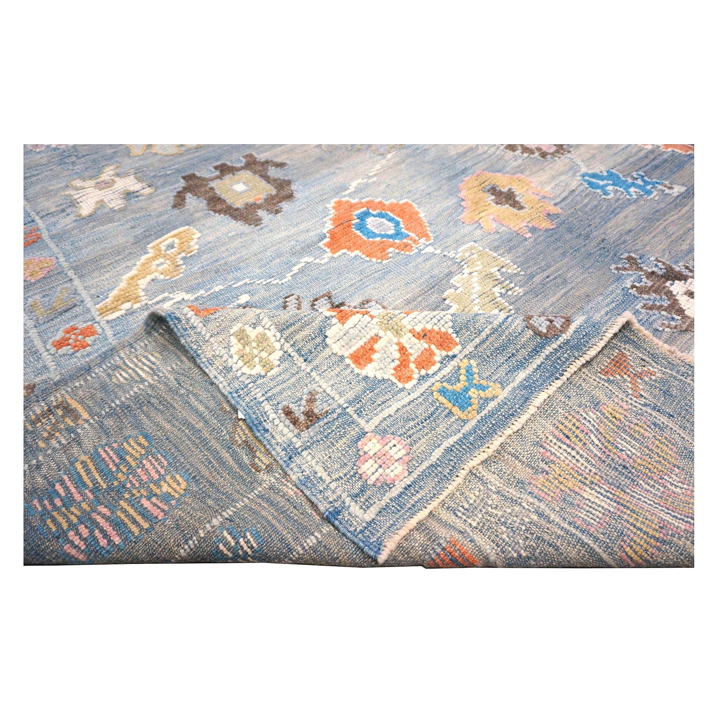 Turkish Oushak Wool 9x12 Slate Blue & Ivory Handmade Area Rug #A.C.201