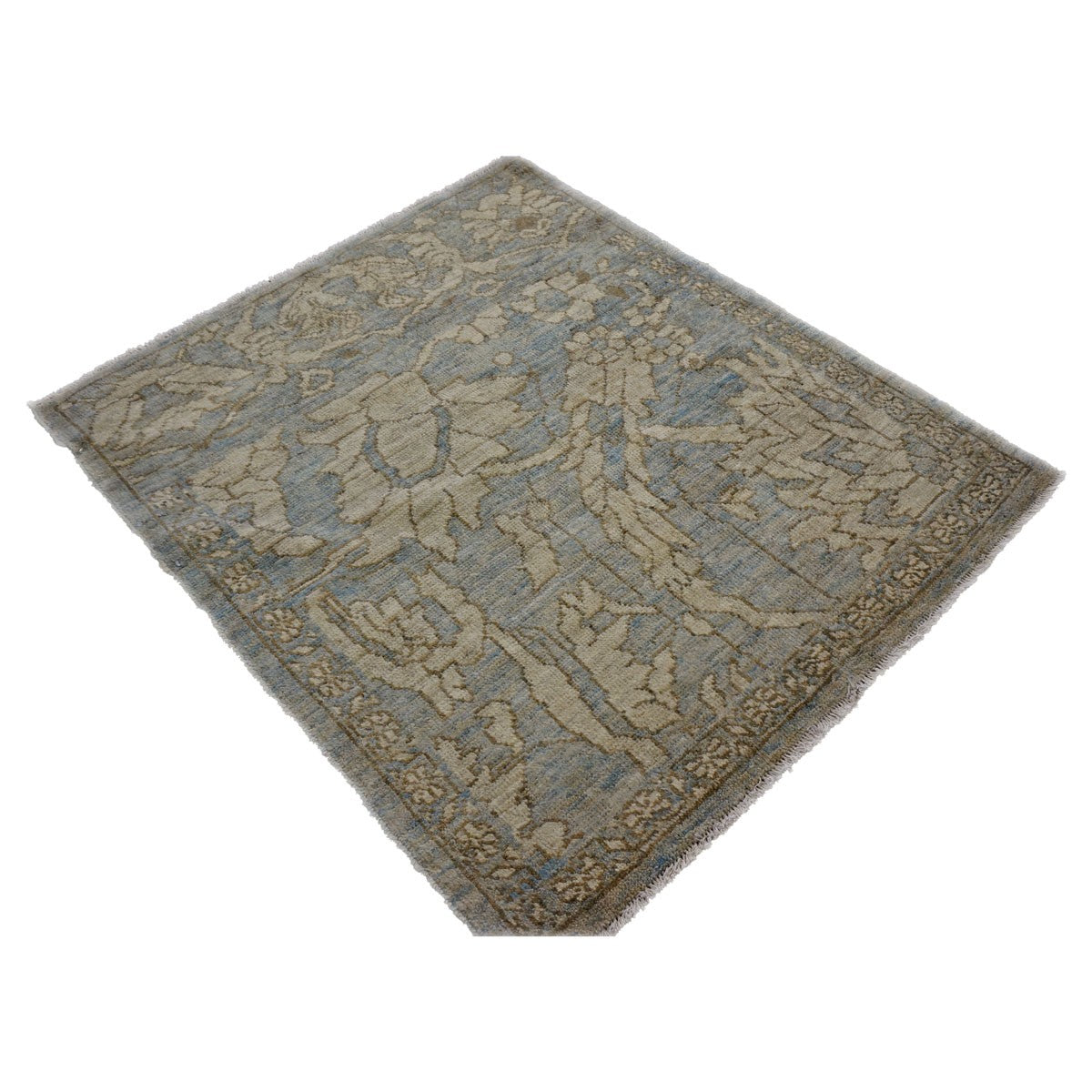 Persian Sultanabad 3x3 Slate Blue & Grey Handmade Area Rug #1141335 image 3