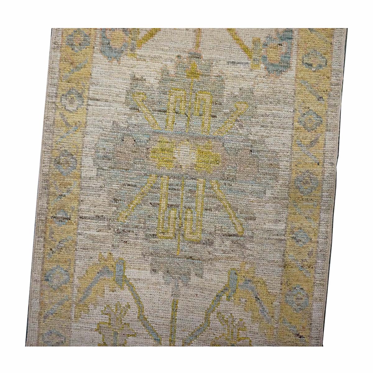 21st Century Turkish Oushak 3X18 Gold, Ivory & Charcoal Handmade Runner Rug #1144143 image 8