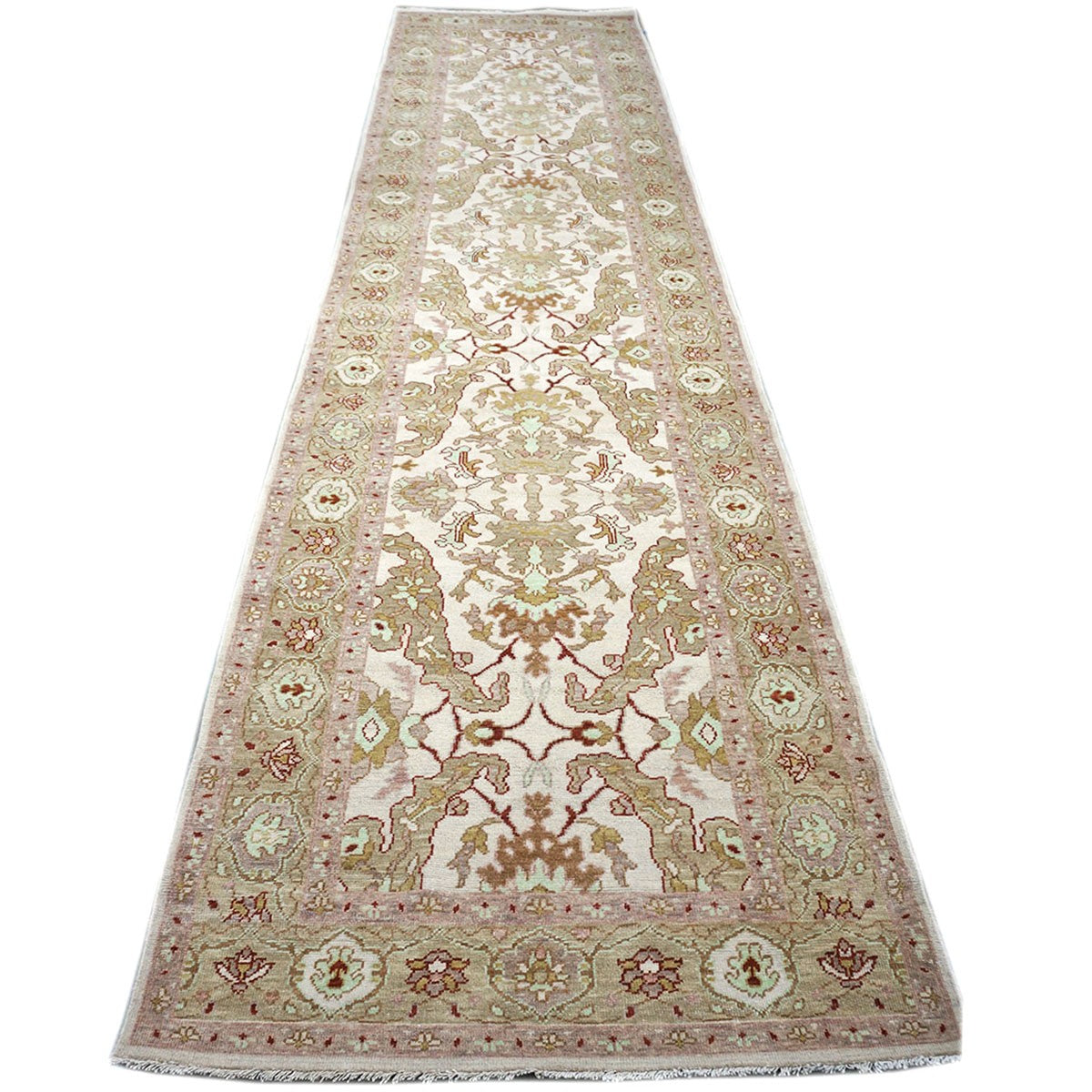 Persian Sultanabad 4x17 Light Khaki & Ivory Hall Runner #1143260 image 2