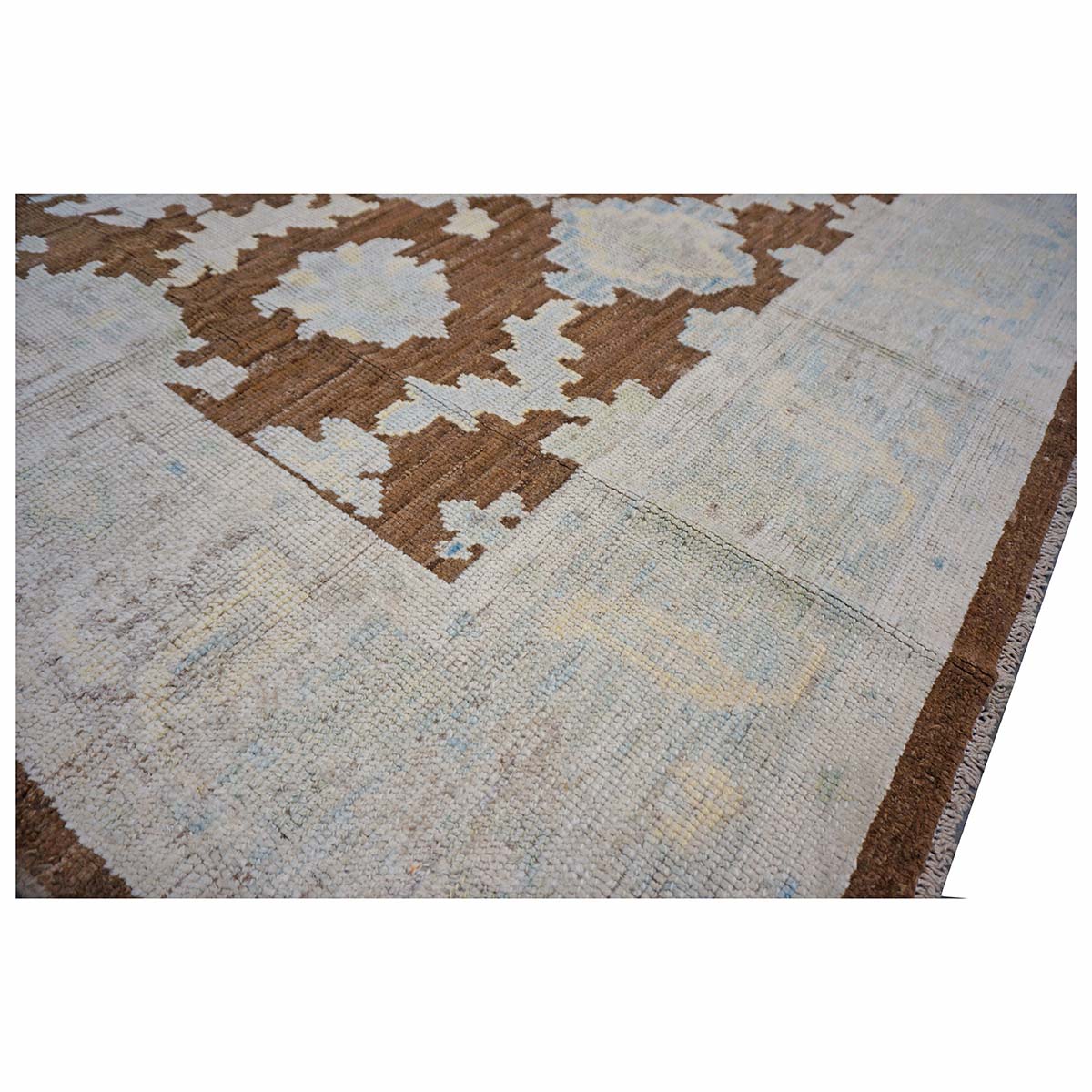 21st Century Turkish Oushak 7x10 Ivory & Brown Handmade Area Rug #1144189 image 3