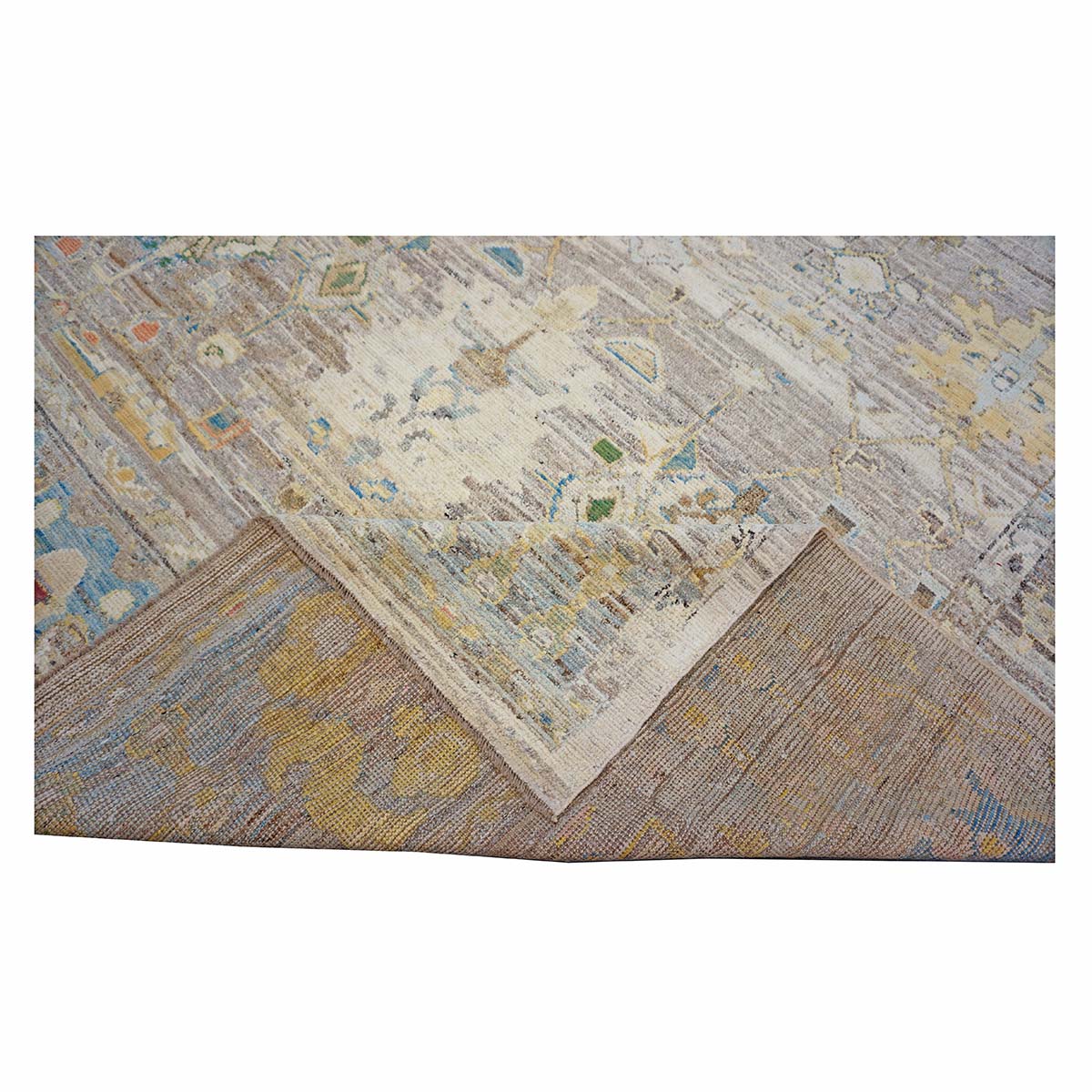 21st Century Turkish Oushak 9X13 Gold, Ivory & Slate Blue Handmade Runner Rug #1144139 image 15
