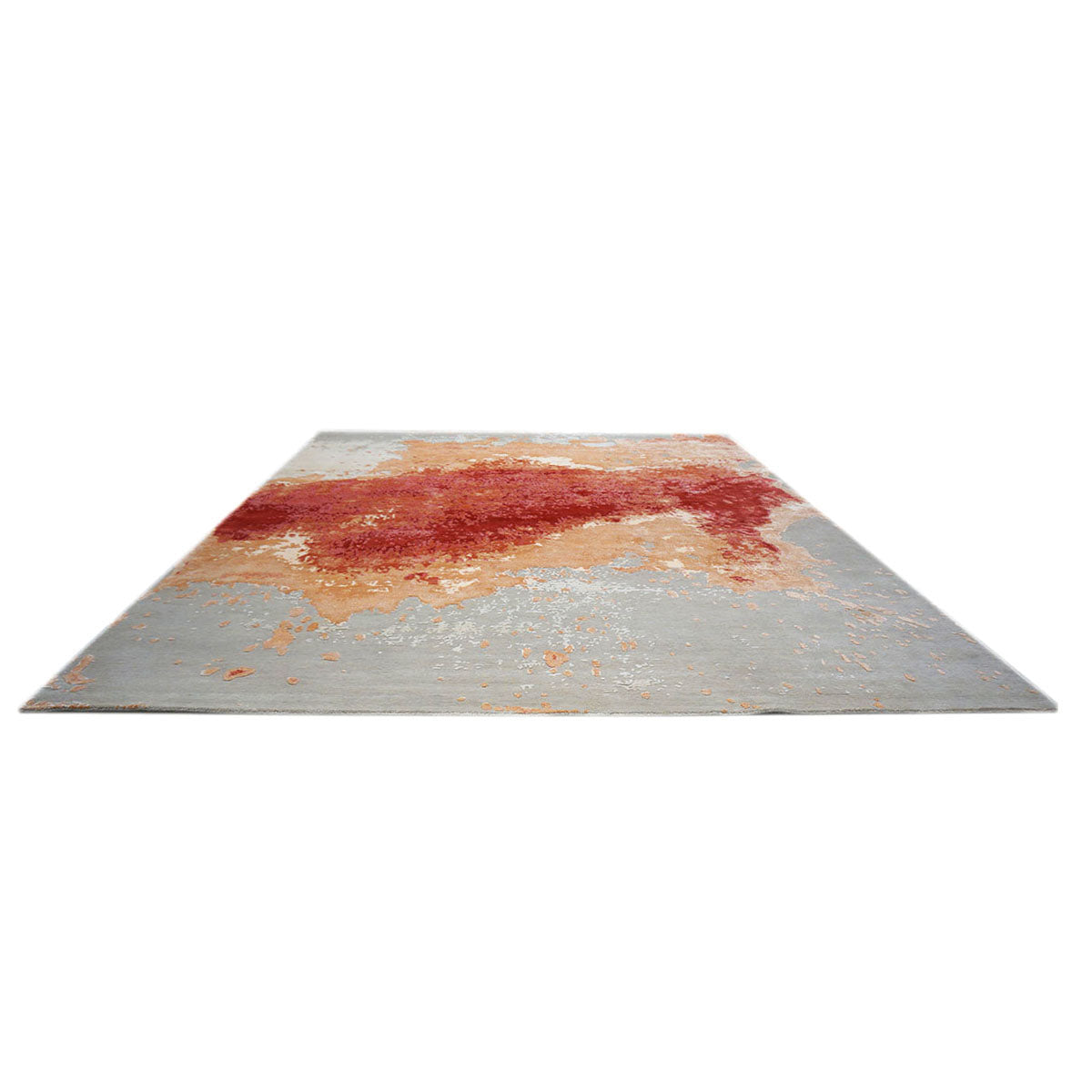 Modern Wool & Silk 9x12 Grey, Orange, & Red Handmade Area Rug #1144036 image 6