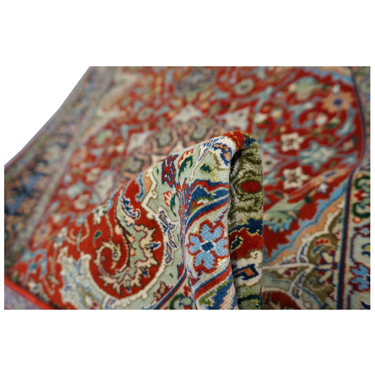 Antique Persian Tabriz 3x4 Red & Navy Handmade Area Rug #1143878 image 10