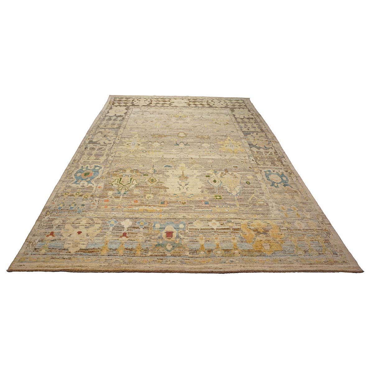 21st Century Turkish Oushak 9X13 Gold, Ivory & Slate Blue Handmade Runner Rug #1144139 image 1