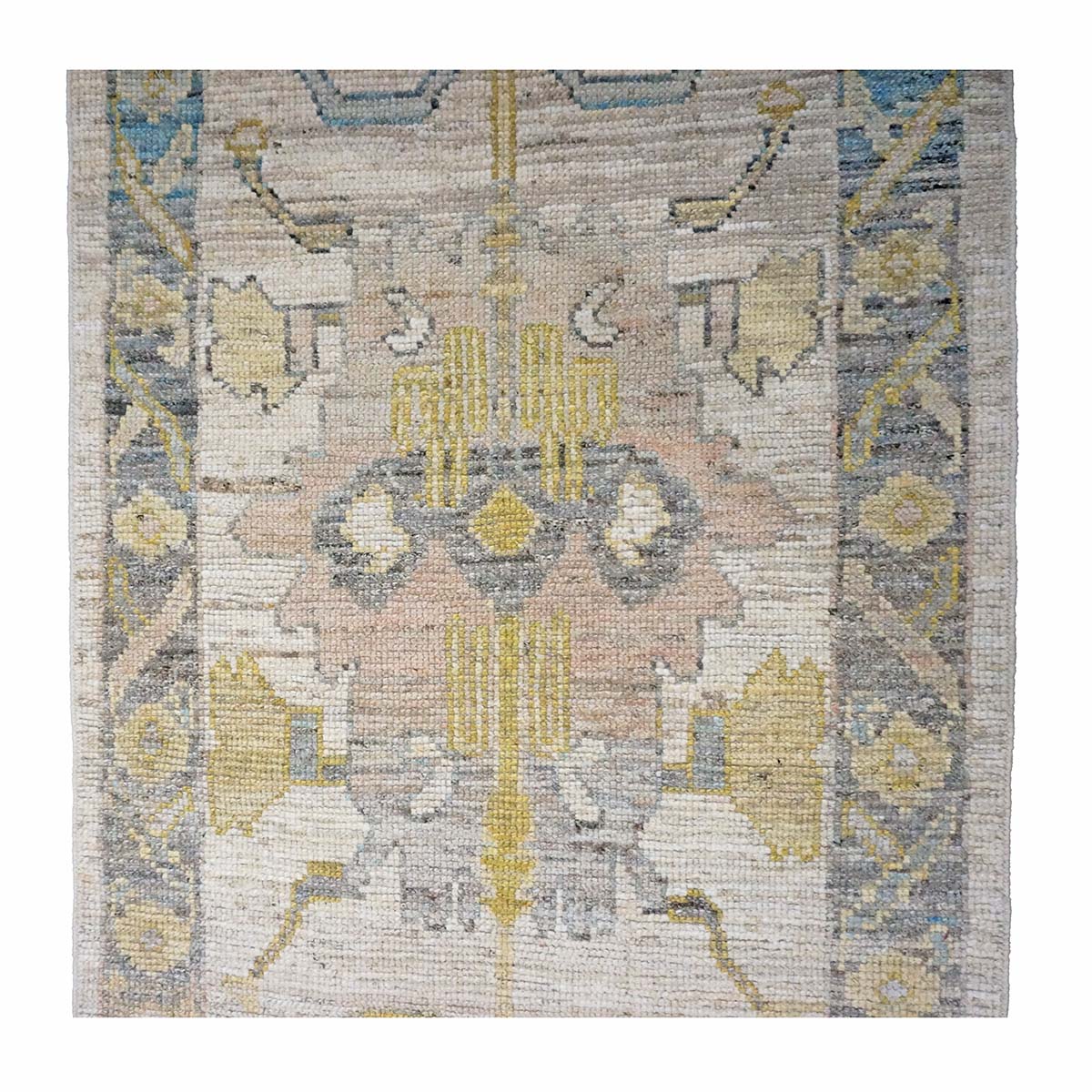 21st Century Turkish Oushak 3X18 Gold, Ivory & Charcoal Handmade Area Rug #1144136 image 6