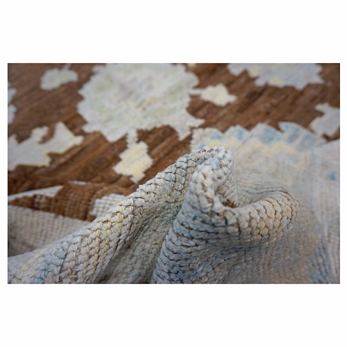 21st Century Turkish Oushak 7x10 Ivory & Brown Handmade Area Rug #1144189 image 11
