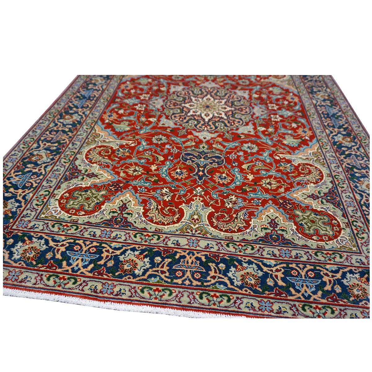 Antique Persian Tabriz 3x4 Red & Navy Handmade Area Rug #1143878 image 9