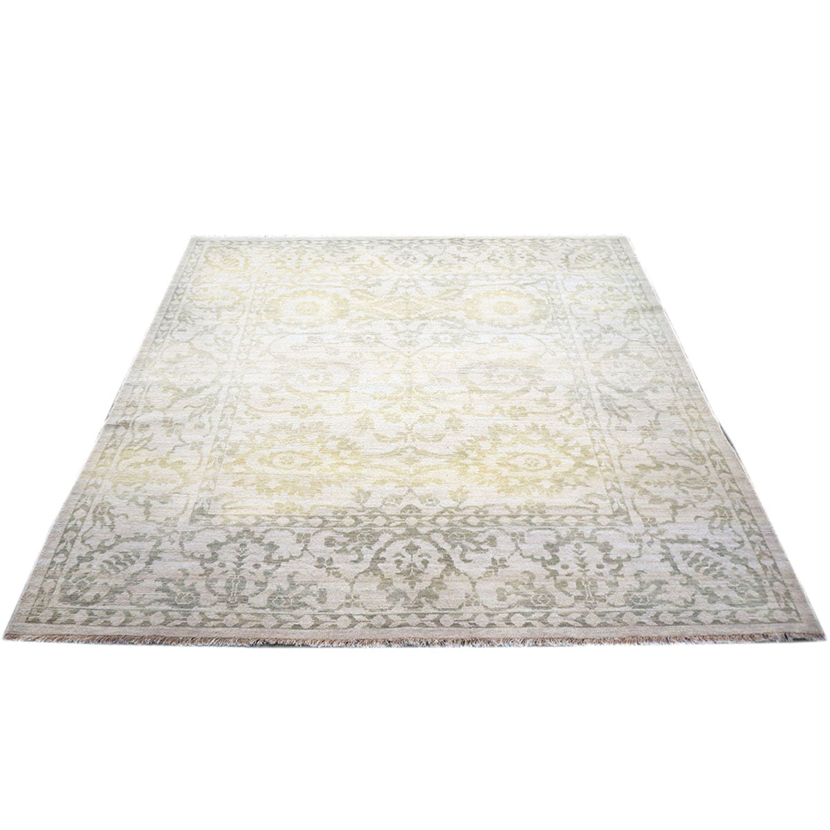 Persian Sultanabad 6x6 Square Ivory & Green Handmade Area Rug #1143466 image 2