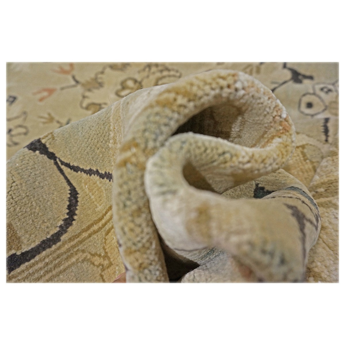 Turkish Agra 9x12 Light Olive and Khaki Handmade Area Rug #1141219 image 5