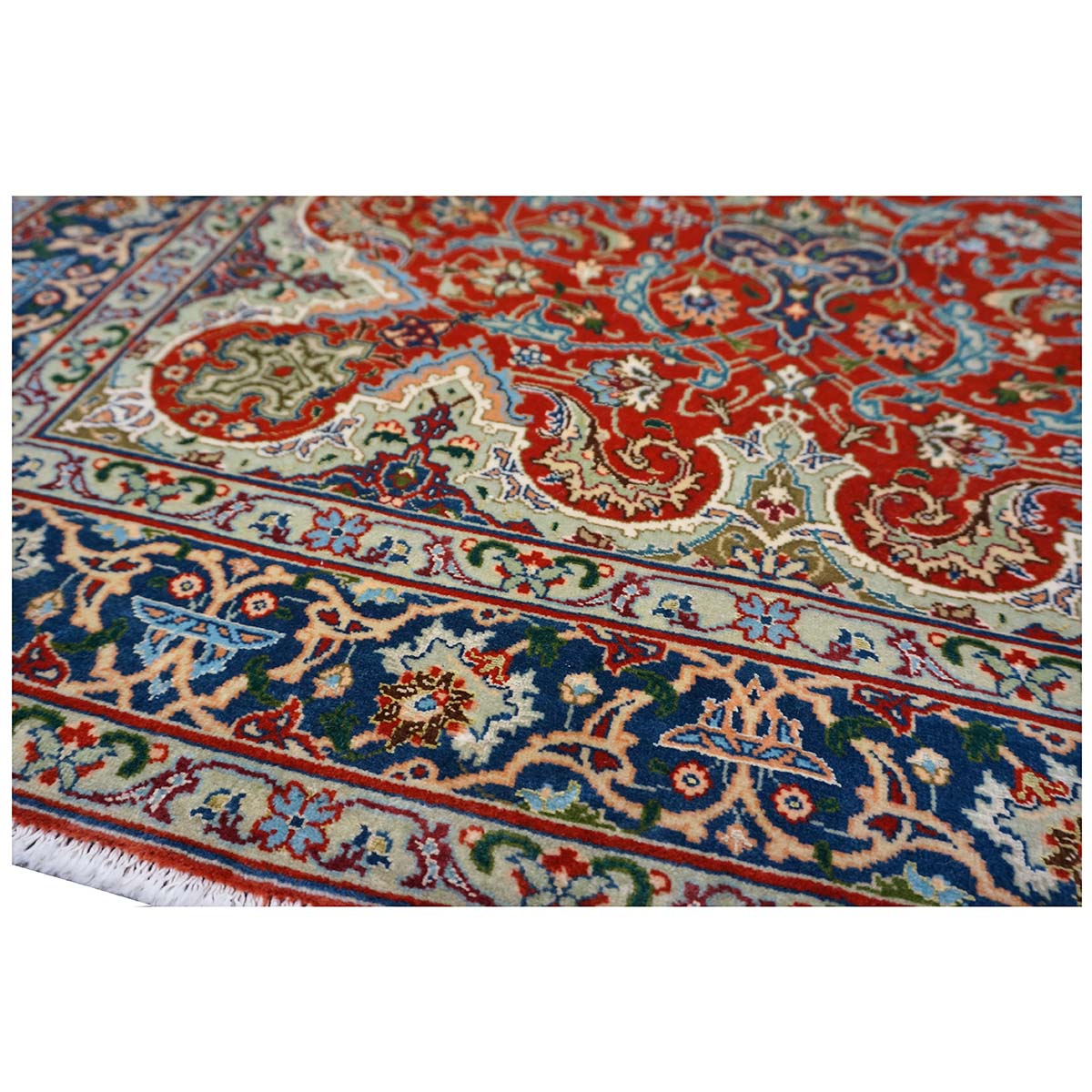 Antique Persian Tabriz 3x4 Red & Navy Handmade Area Rug #1143878 image 8