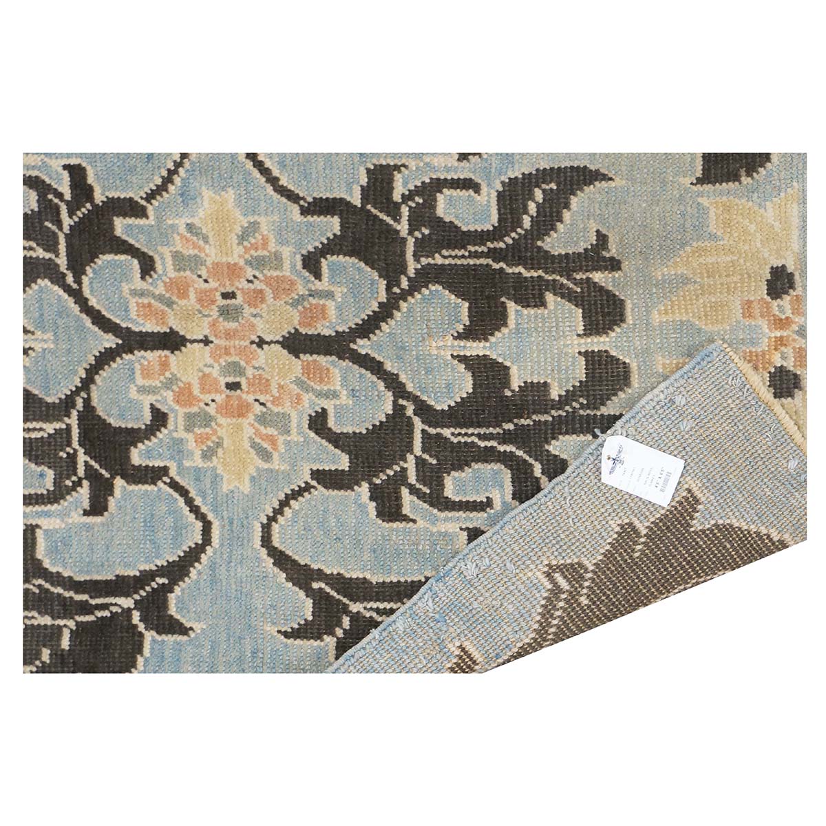 21st Century Turkish Donegal Oushak 4x6 Light Blue & Black Handmade Area Rug #1141501 image 4