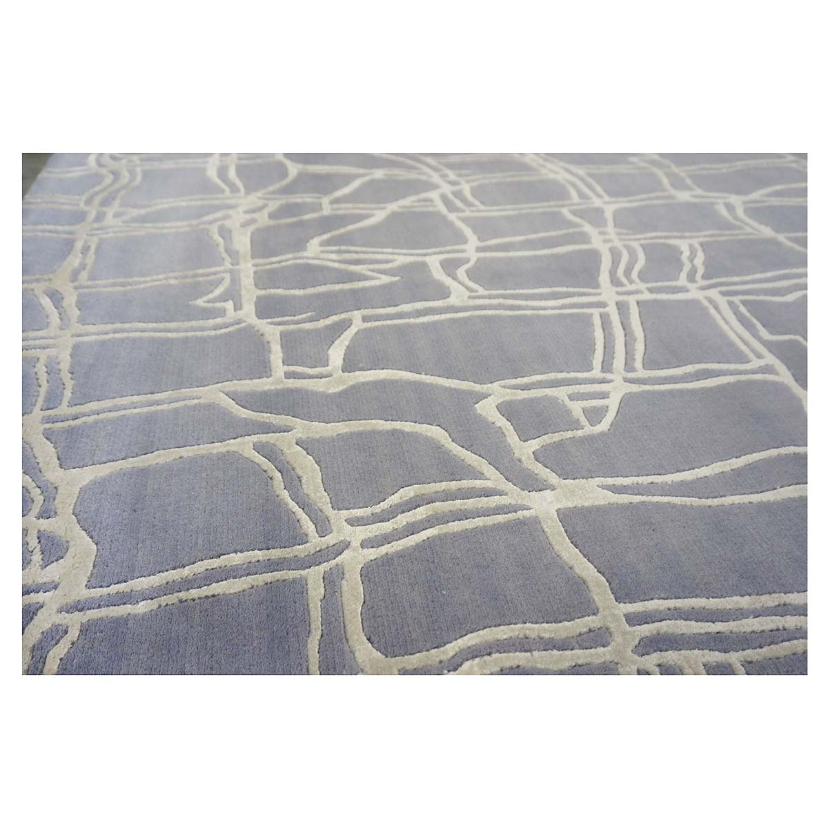 Nepalese Modern Wool & Silk 4X6 Slate Blue Area Rug #9902908 image 6