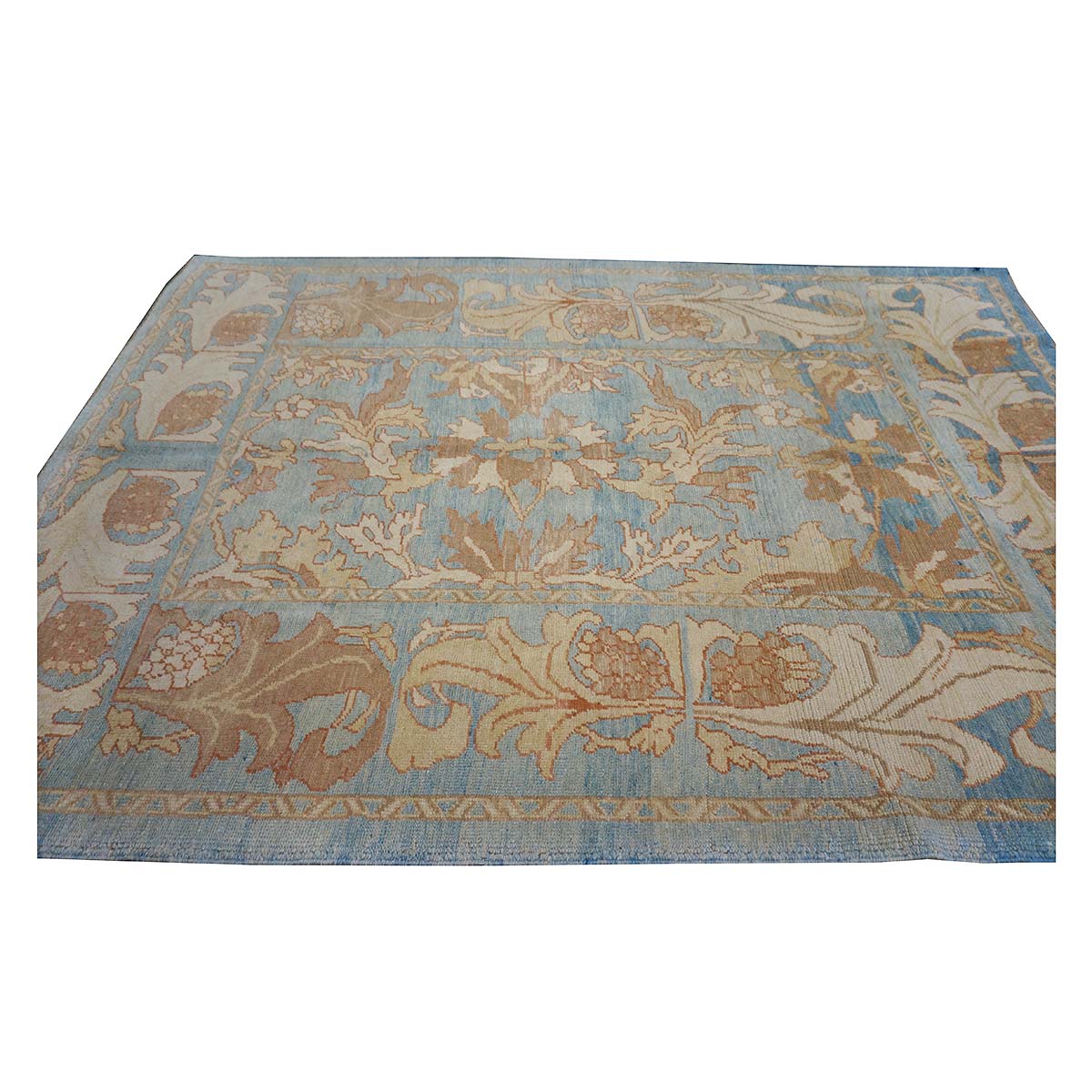 21st Century Turkish Donegal Oushak 8x11 Blue, Ivory, & Clay Area Rug #1140682 image 4
