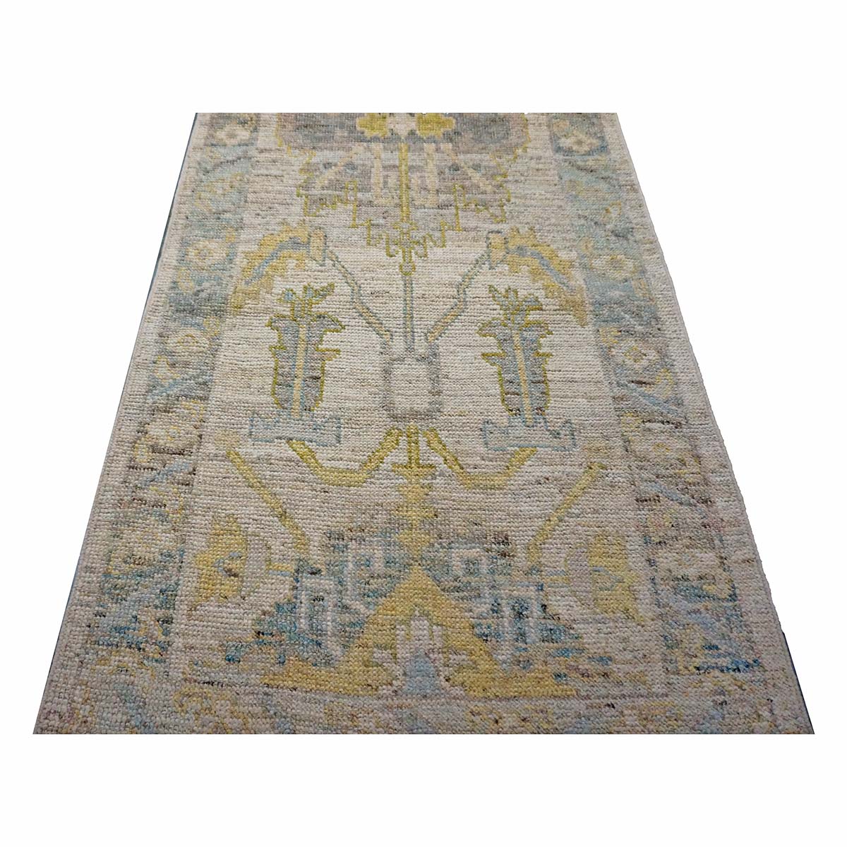 21st Century Turkish Oushak 3X18 Gold, Ivory & Charcoal Handmade Area Rug #1144136 image 7