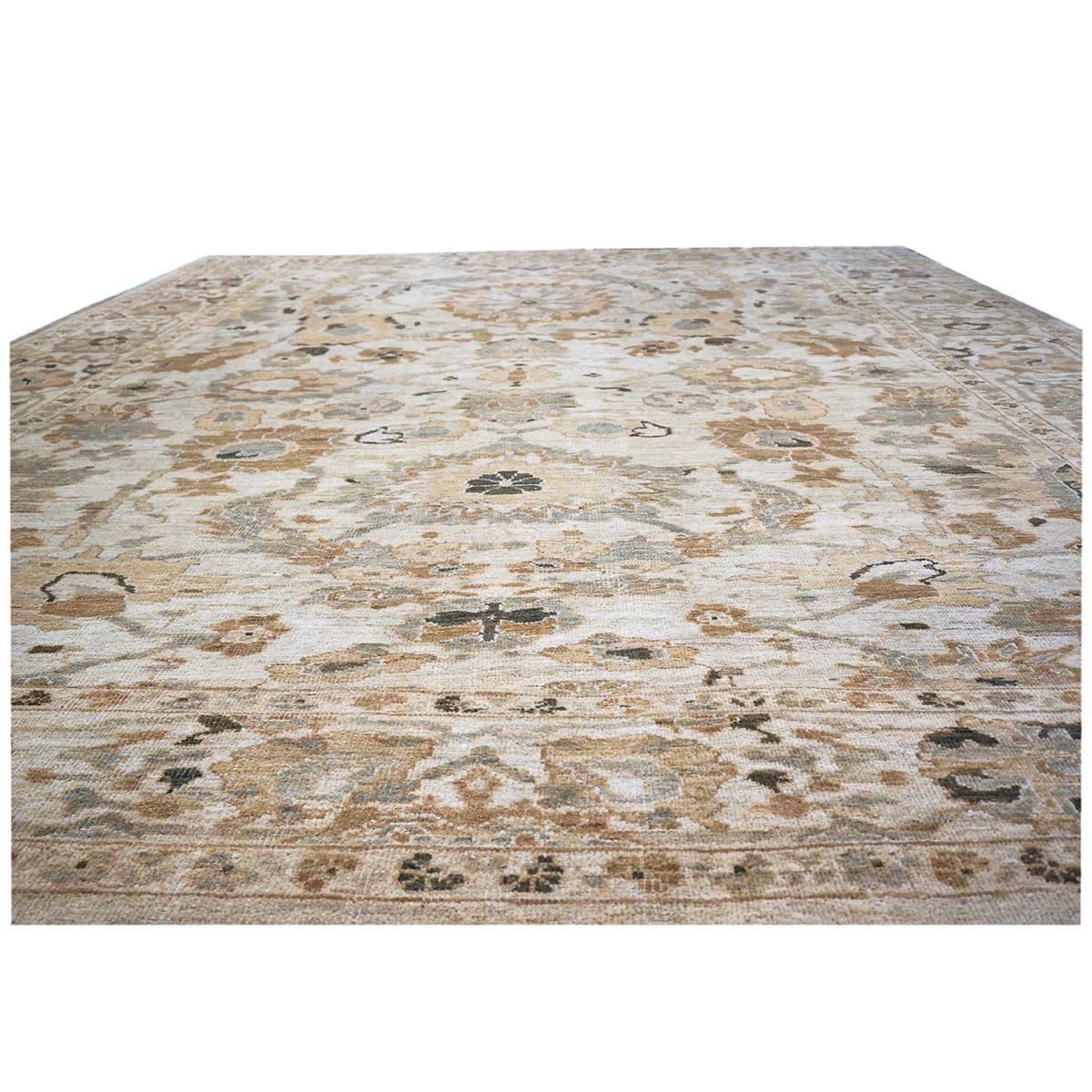 Persian Sultanabad 9x12 Tan and Ivory Handmade Area Rug #1142628 image 2