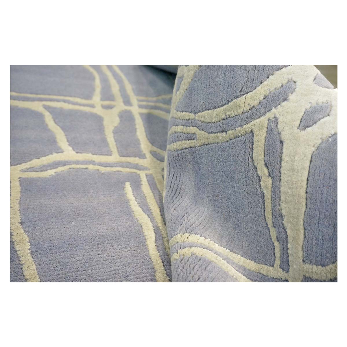 Nepalese Modern Wool & Silk 4X6 Slate Blue Area Rug #9902908 image 8
