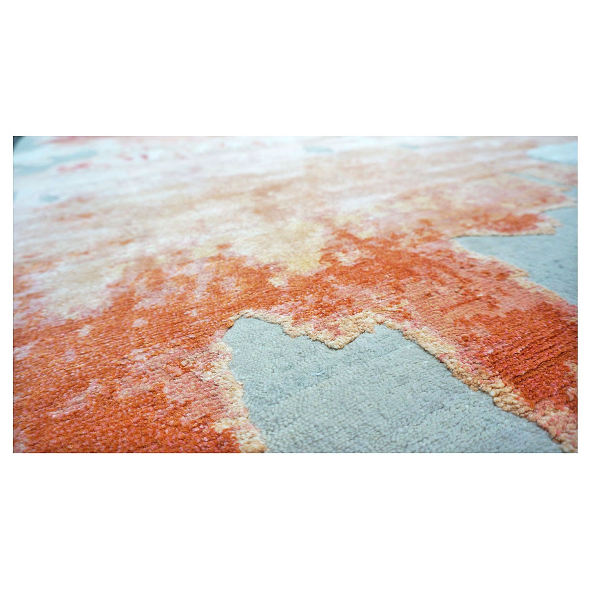 Modern Wool & Silk 9x12 Grey, Orange, & Red Handmade Area Rug #1144036 image 7