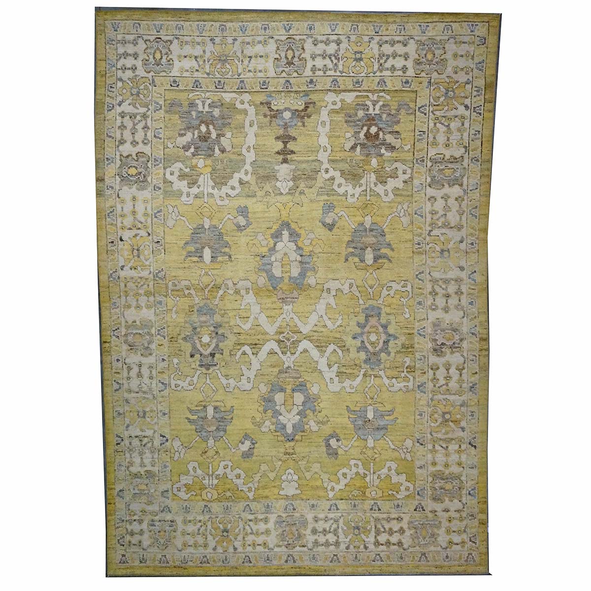21st Century Turkish Oushak 9X13 Gold, Ivory & Gray Handmade Area Rug #1144134 image 0