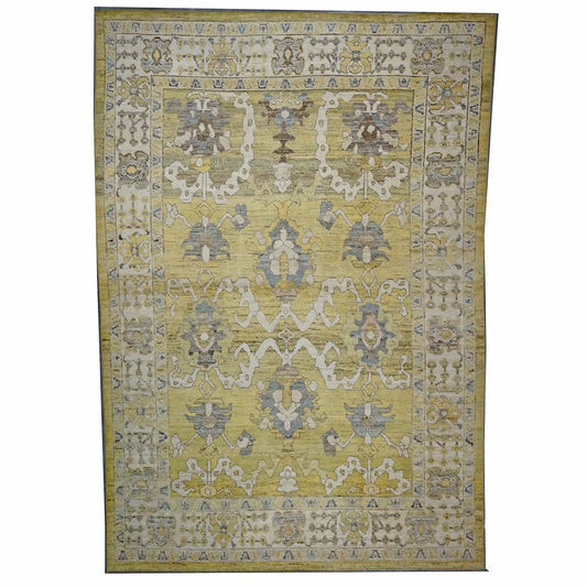 21st Century Turkish Oushak 9X13 Gold, Ivory & Gray Handmade Area Rug #1144134 image 0