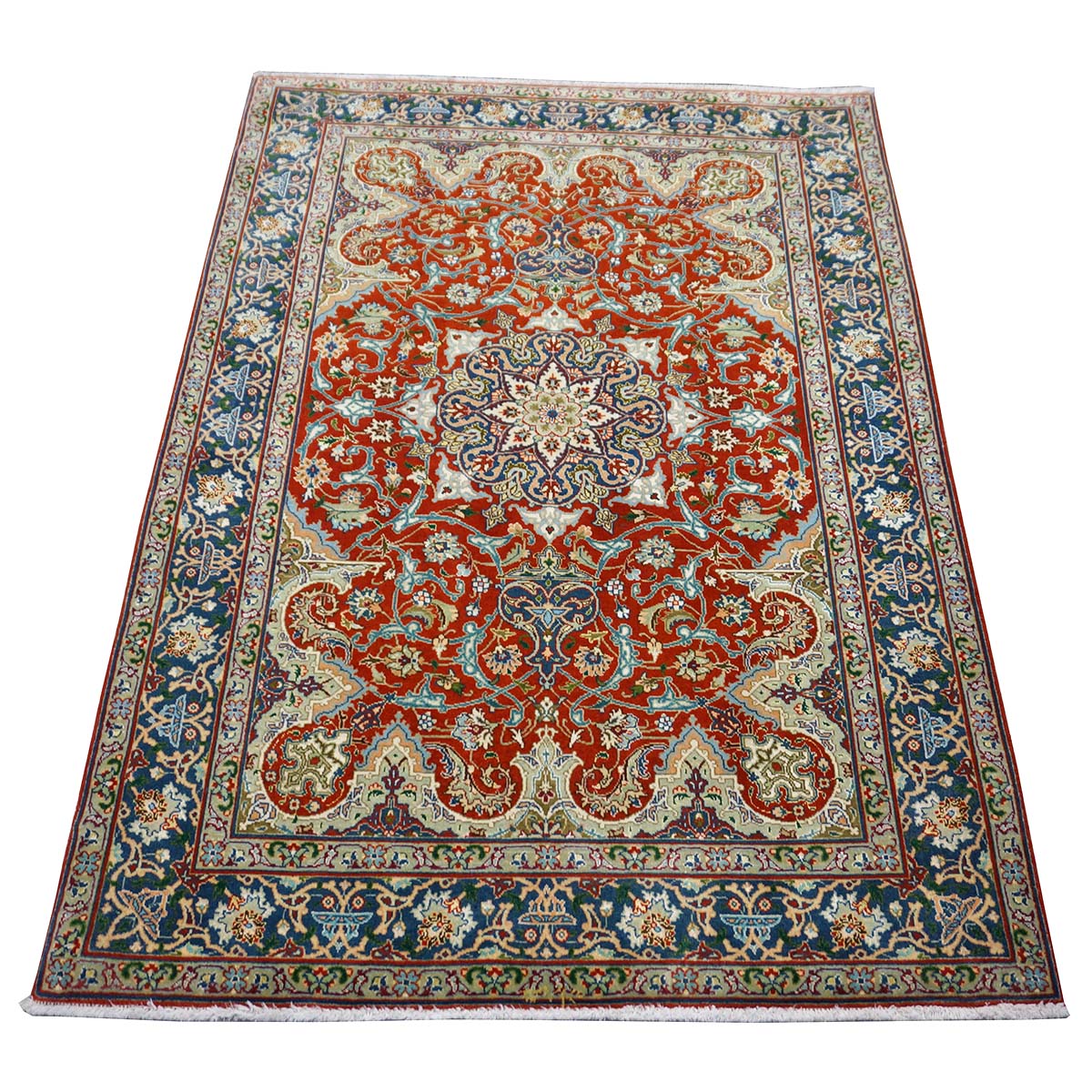 Antique Persian Tabriz 3x4 Red & Navy Handmade Area Rug #1143878 image 1
