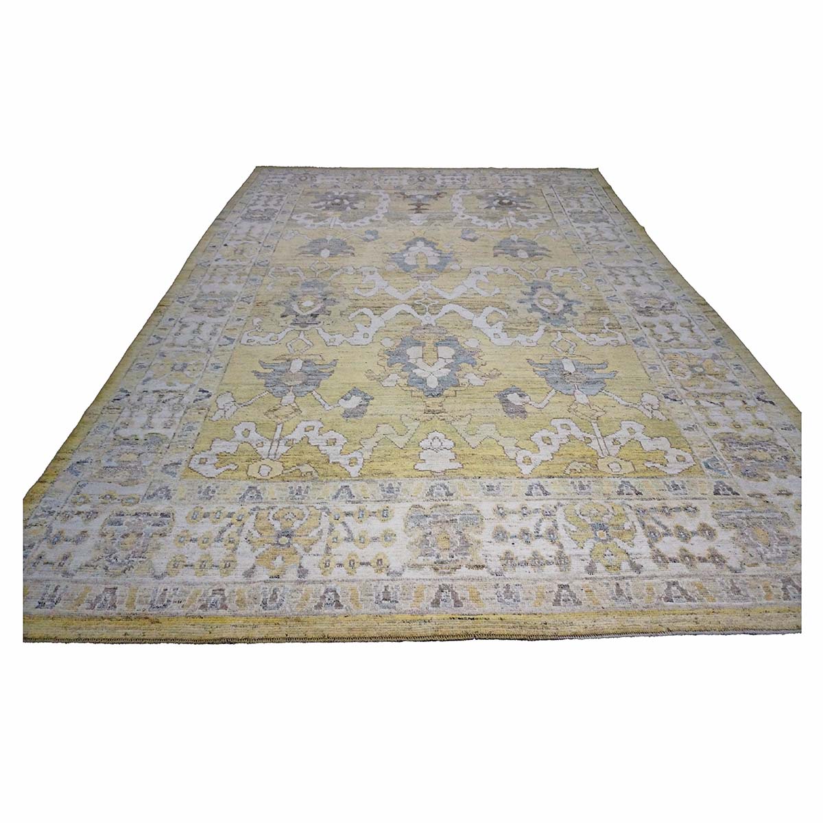 21st Century Turkish Oushak 9X13 Gold, Ivory & Gray Handmade Area Rug #1144134 image 3