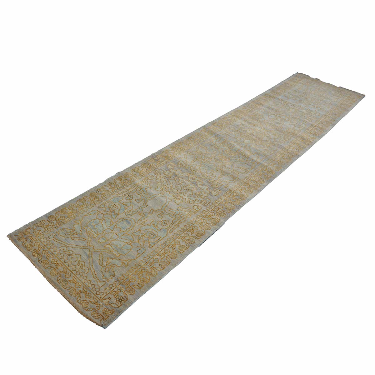 Sultanabad Master 3x12 Light Slate & Gold Hallway Runner Rug #1143679 image 8