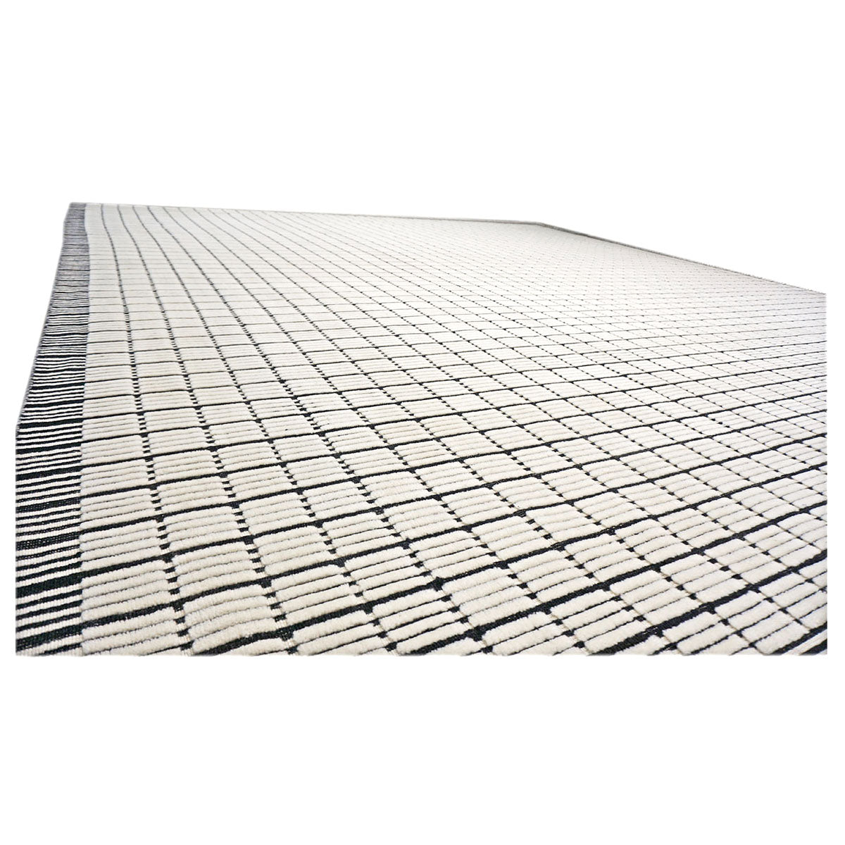 Modern 3D Wool 12x14 White & Black Handloom Area Rug #1144037 image 2