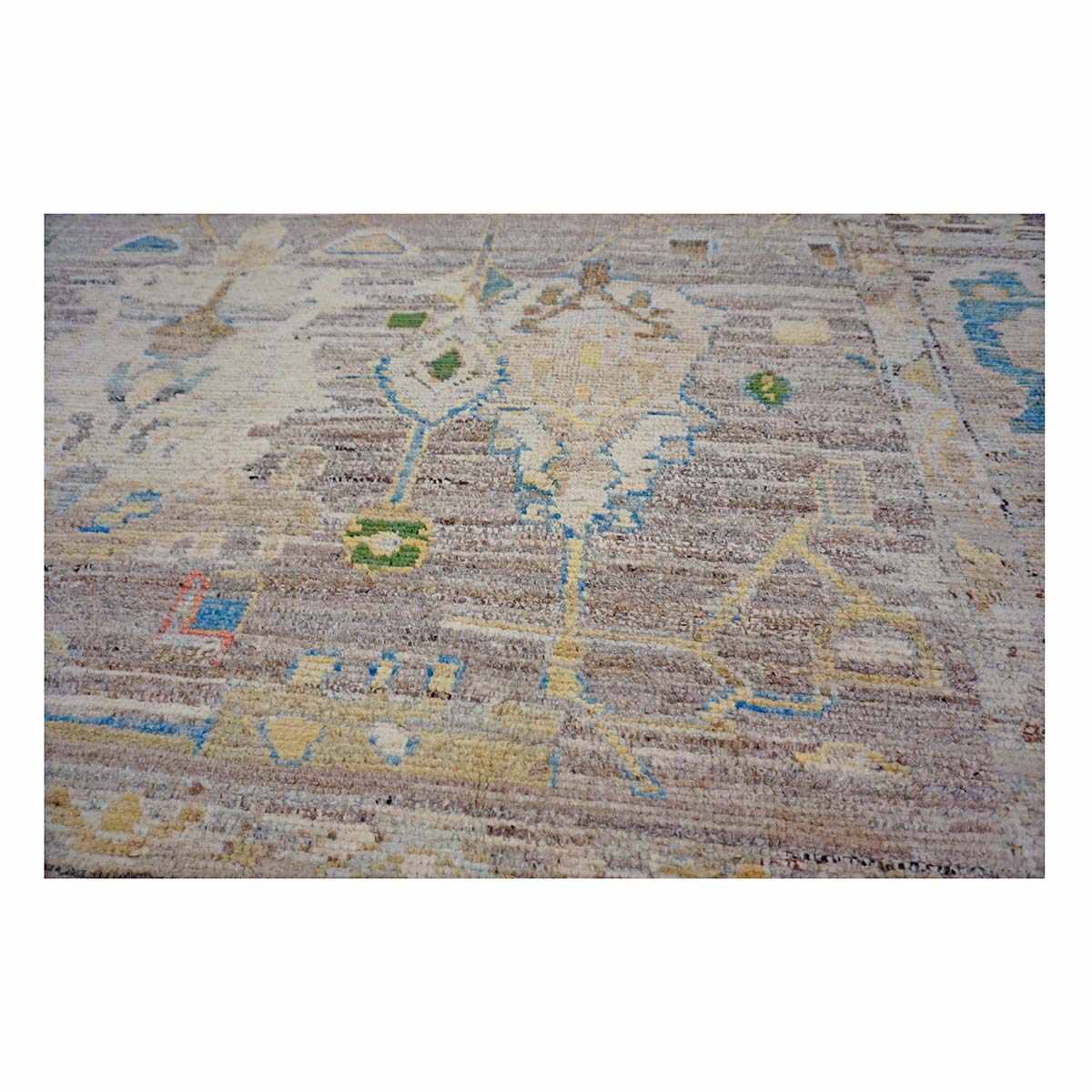 21st Century Turkish Oushak 9X13 Gold, Ivory & Slate Blue Handmade Runner Rug #1144139 image 13