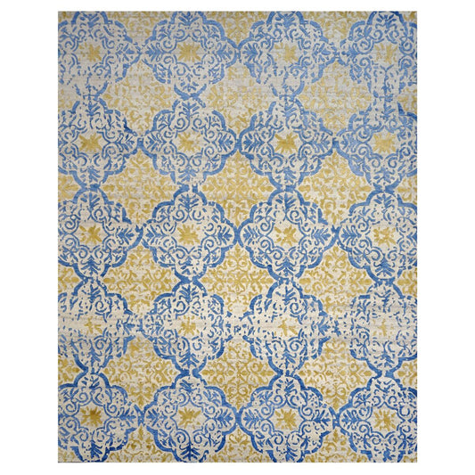 Area Rugs: #1143462 Modern Wool and Silk 8 x 10 Indo Nepal Blue Rug image 0
