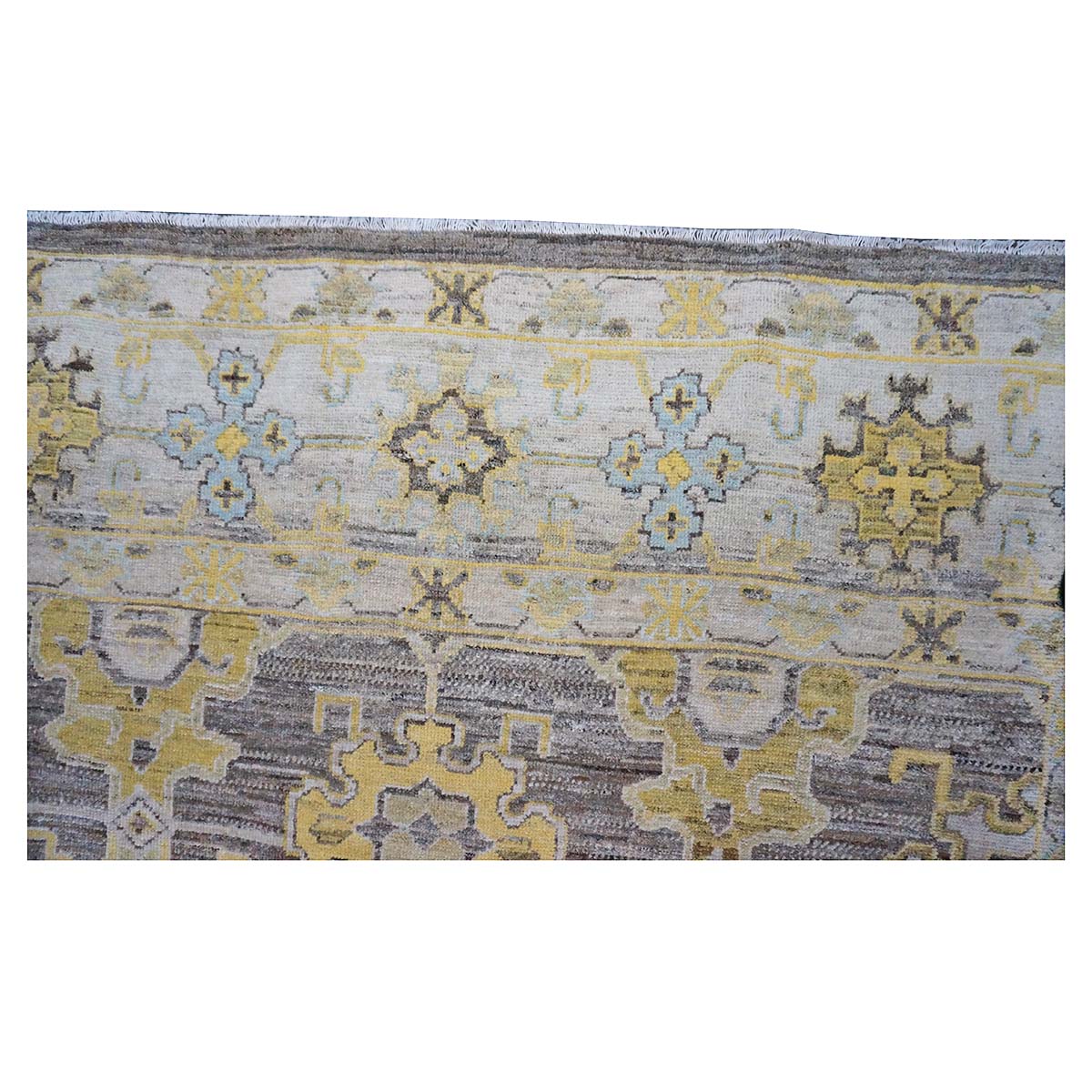 21st Century Turkish Oushak 8x11 Charcoal, Yellow, & Ivory Handmade Area Rug #1144069 image 5