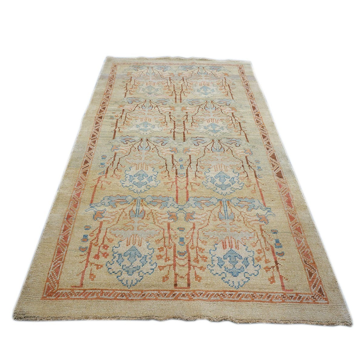 21st Turkish Donegal 4x8 Tan and Rust Handmade Area Rug #1140876 image 1