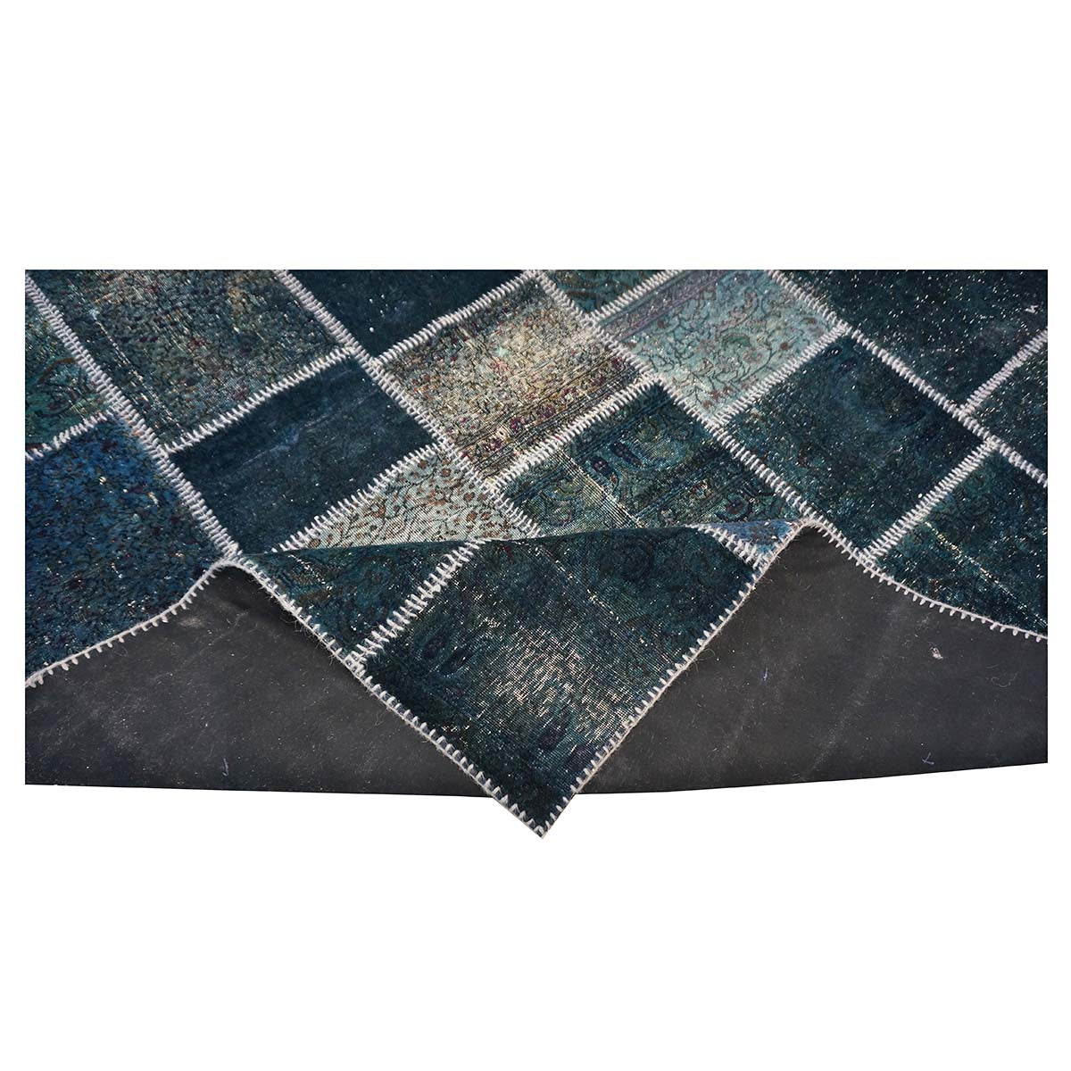 Vintage Turkish Modern Patchwork 6x8 Blue Distressed Handmade Area Rug #9902844 image 12