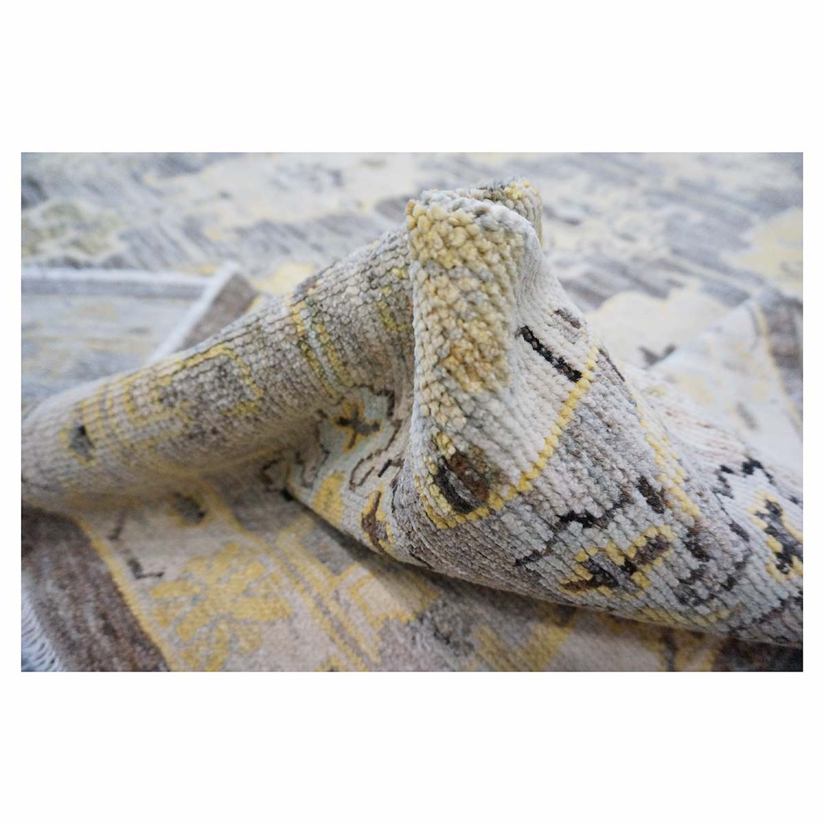 21st Century Turkish Oushak 8x11 Charcoal, Yellow, & Ivory Handmade Area Rug #1144069 image 8