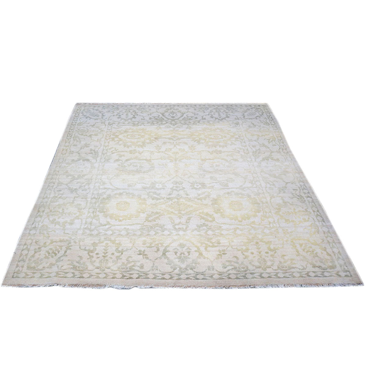 Persian Sultanabad 6x6 Square Ivory & Green Handmade Area Rug #1143466 image 1