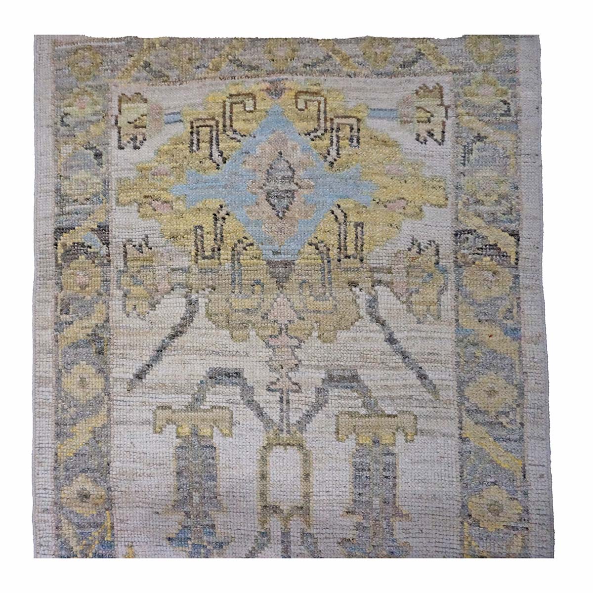 21st Century Turkish Oushak 3X18 Gold, Ivory & Charcoal Handmade Area Rug #1144136 image 5