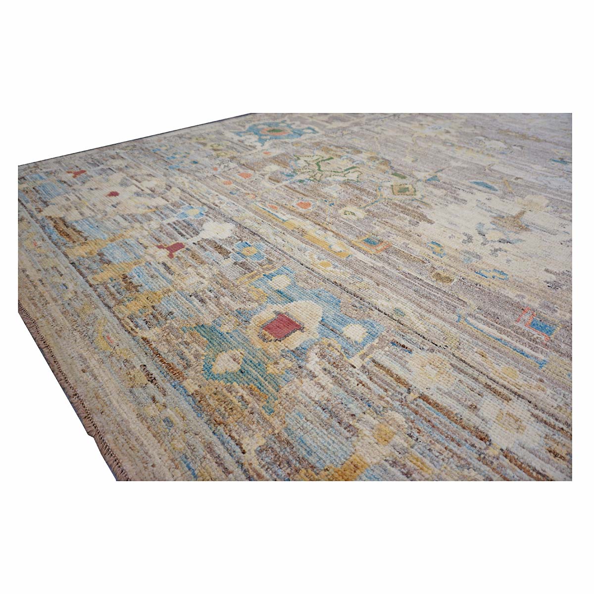 21st Century Turkish Oushak 9X13 Gold, Ivory & Slate Blue Handmade Runner Rug #1144139 image 12