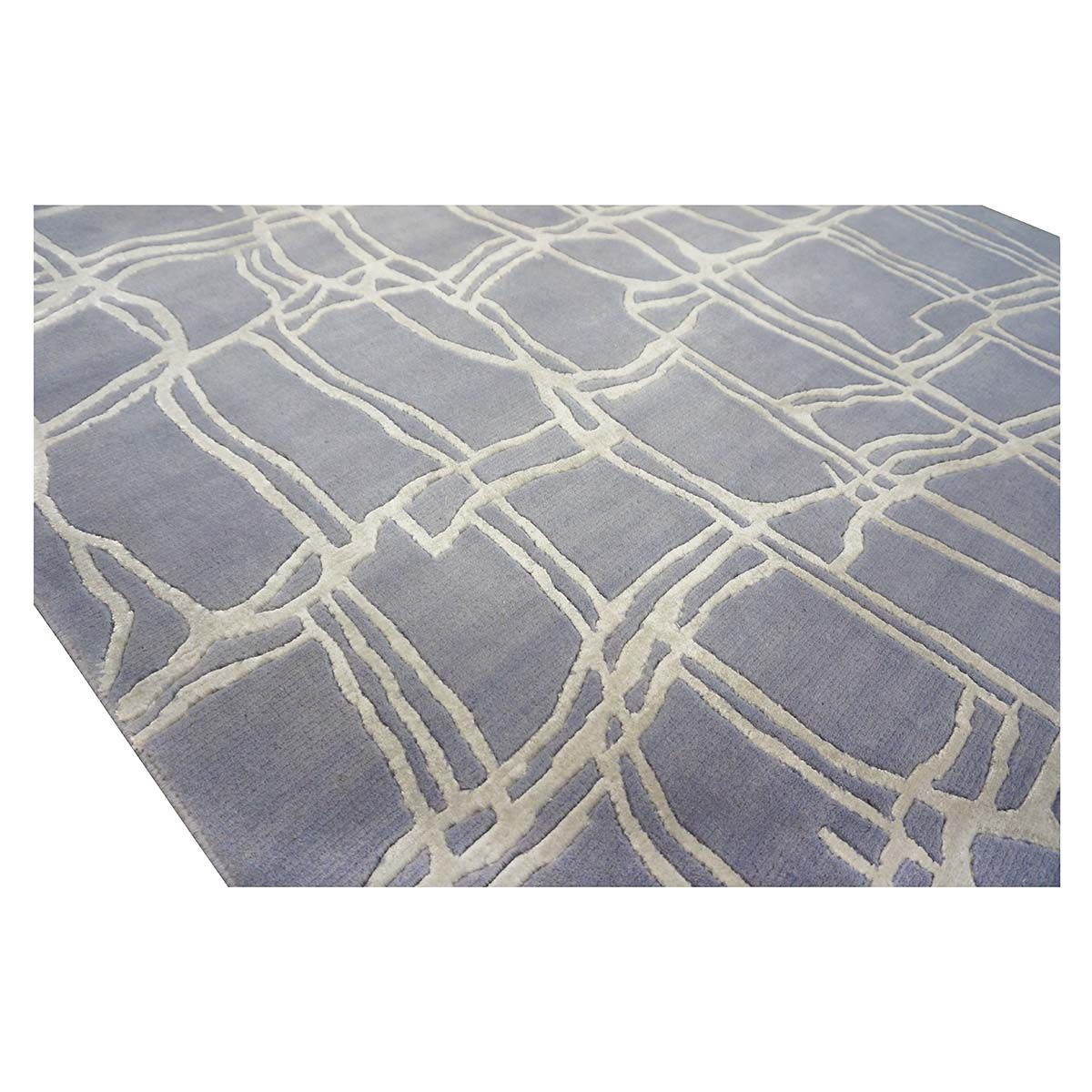 Nepalese Modern Wool & Silk 4X6 Slate Blue Area Rug #9902908 image 7